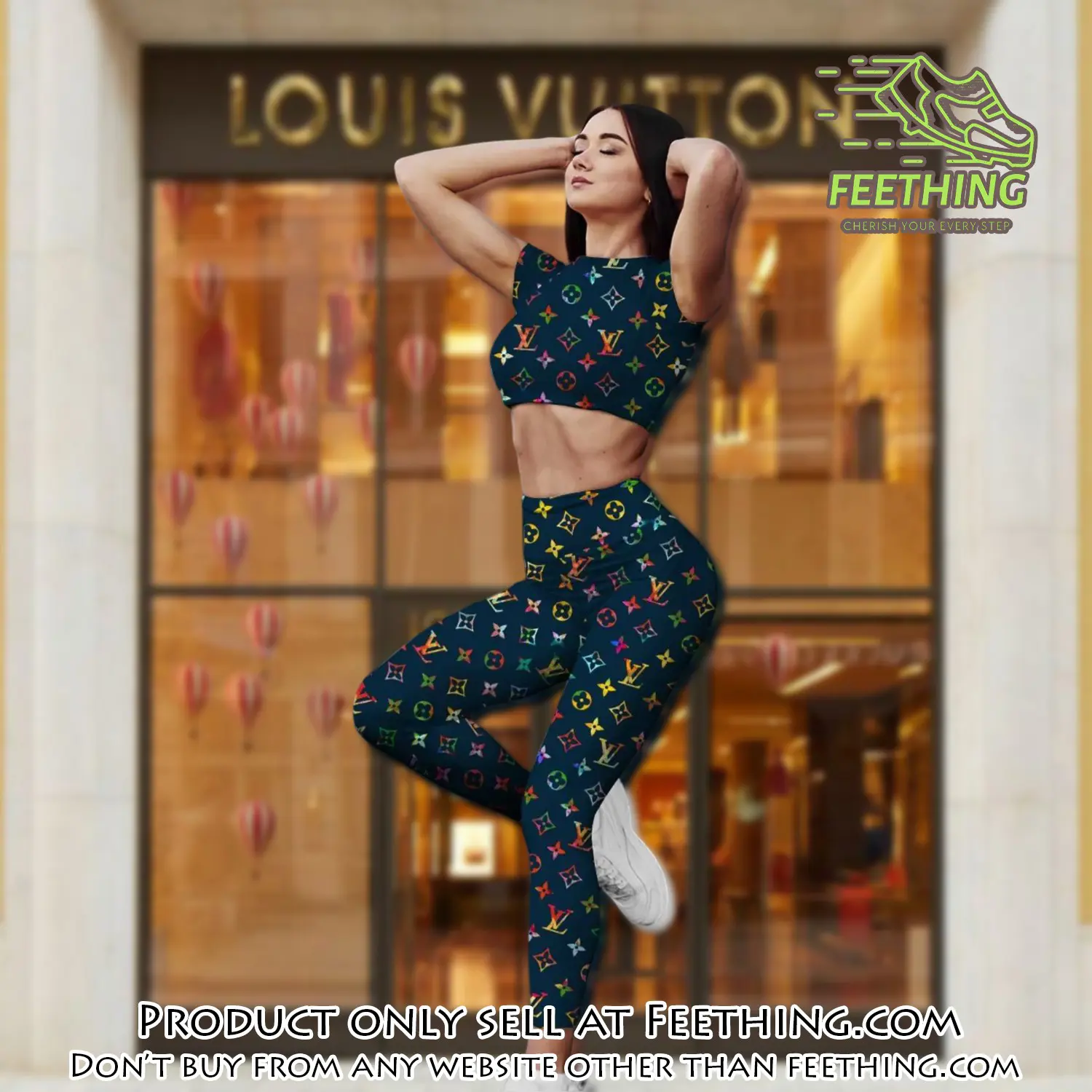 Louis vuitton sportwear combo luxury crop top tshirt and legging for women ctl1003 ft5317412